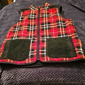 Talbots Red Plaid Black Reversible ThermaWarmth Vest LP